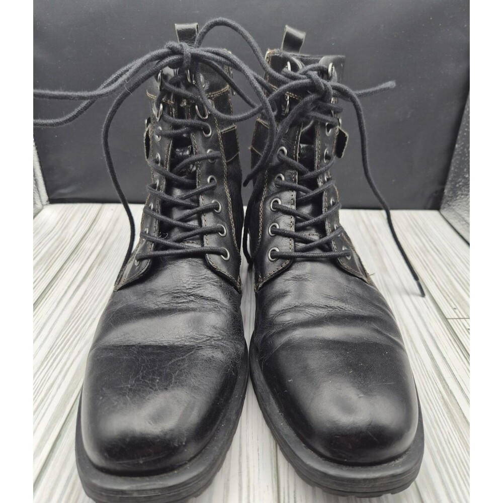 Aston Grey Collection Rockcastle 2 Black Leather Lace Up Zip Boots Mens 8 US